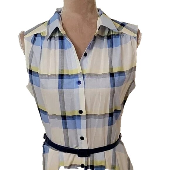 SALE Julian Taylor New York Plaid Sleeveless belted dress NWT  6 - Picture 3 of 3